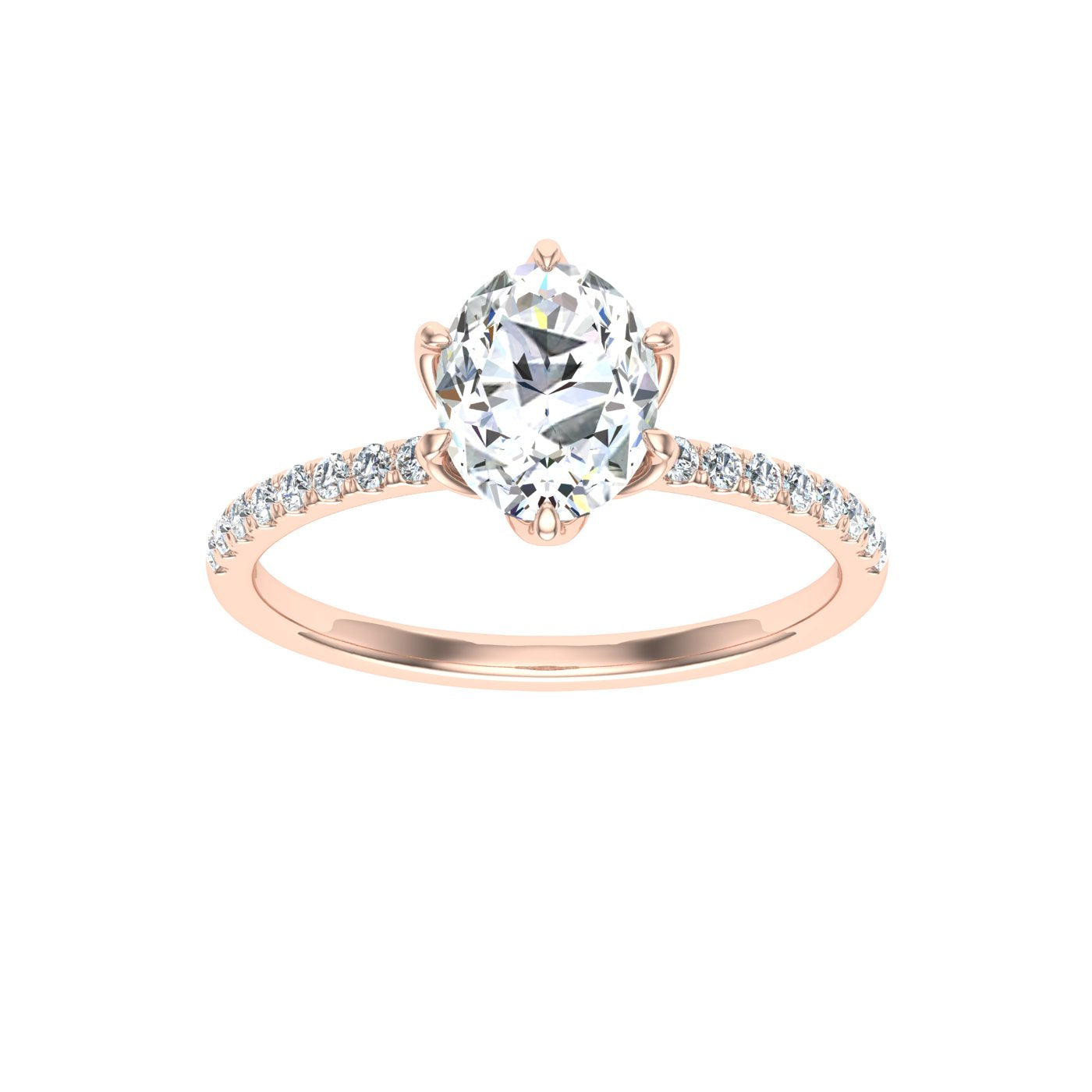 Celtic Oval Cut Scalloped Moissanite Engagement Ring Rose Gold